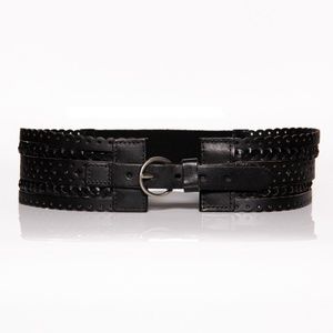 Linea Pelle Hourglass Wide Black Leather Belt